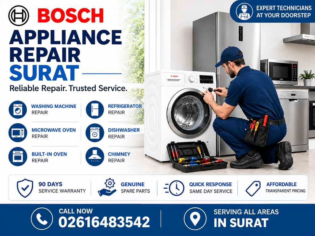 Get Professional Bosch Home Appliance Repair Services In Surat From Skilled And Experienced Technicians At Your Doorstep. We Offer Reliable Inspection, Troubleshooting, Repair